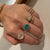 Snake ring with opal and moonstone
