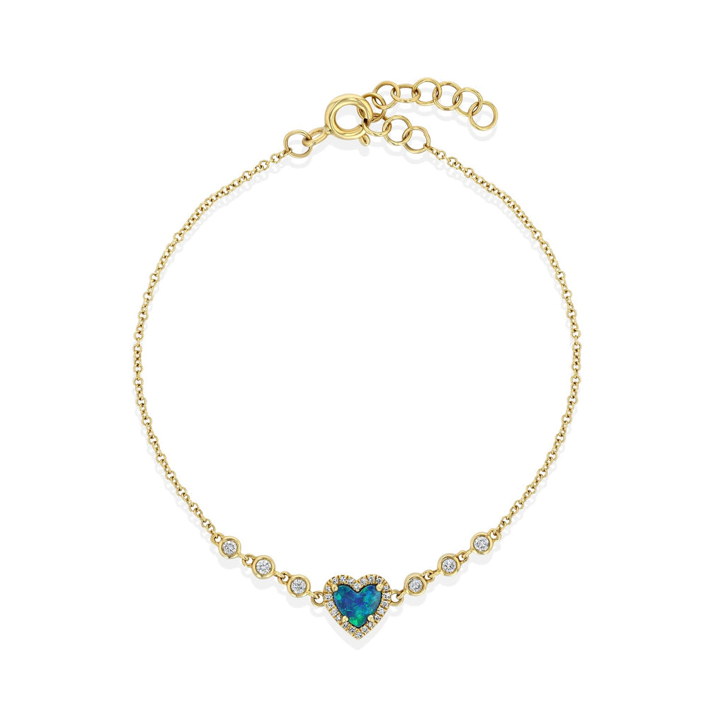 Opal Heart Diamond Bracelet in yellow
