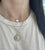Baguette Cluster Diamond Necklace on neck