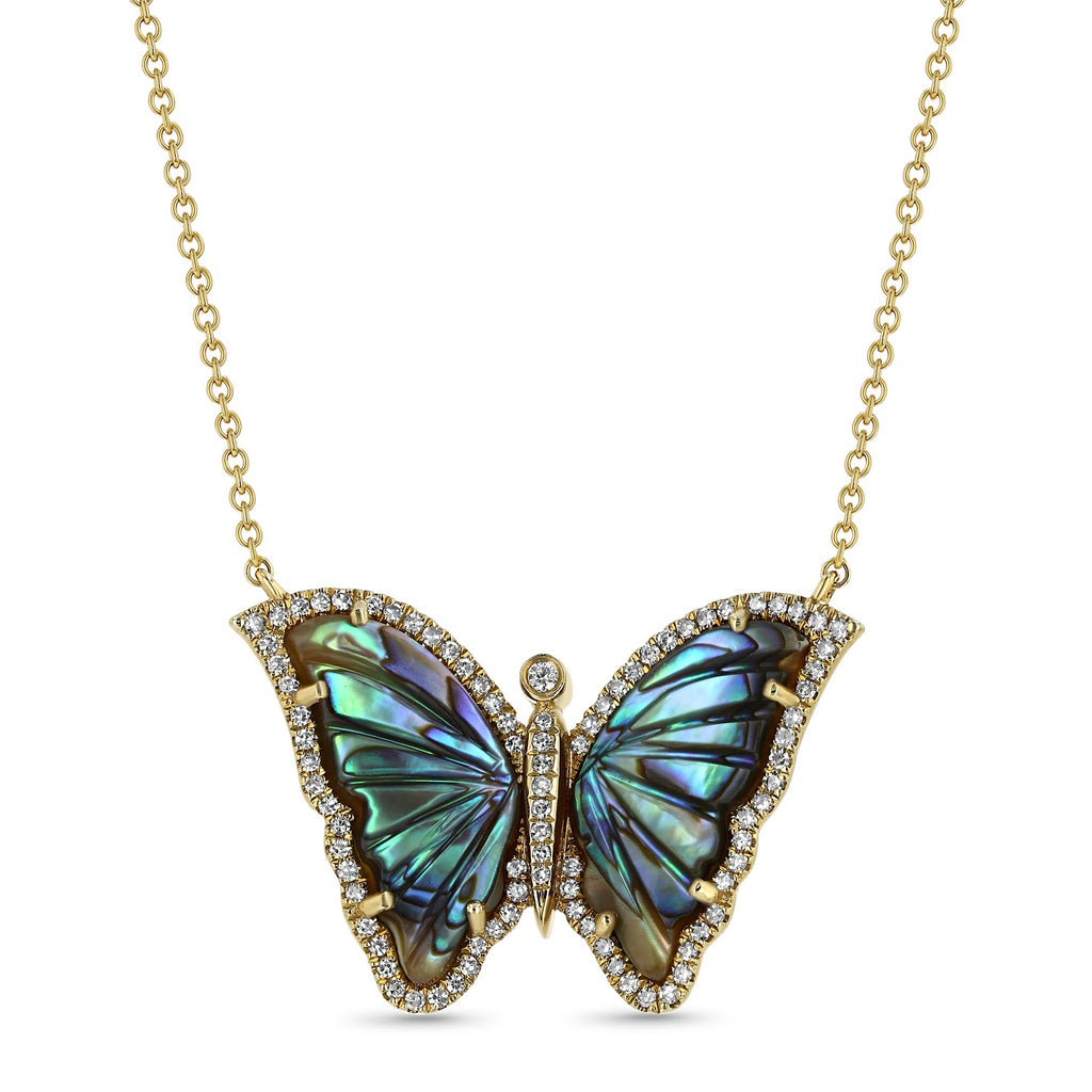 Abalone Butterfly Necklace in yellow