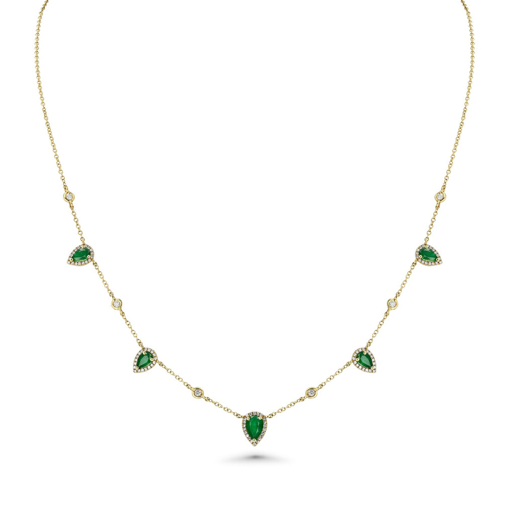 Emerald Pear Diamond Necklace in yellow