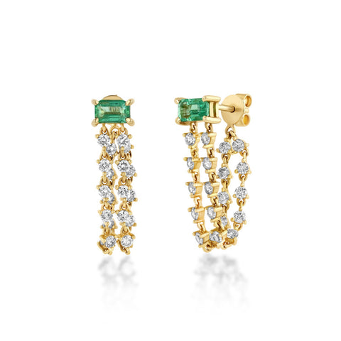 Emerald Duo dangle earring in yellow