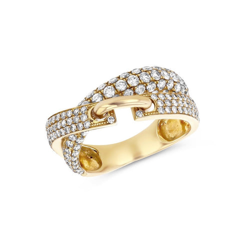 Overlap diamond ring in yellow gold