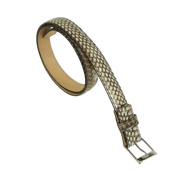 Exotic Natural color Snakeskin Skinny Belt from the exclusive Coly collection. Handmade in Los Angeles. 