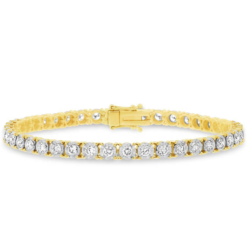 Large Diamond Tennis Bracelet set in gold