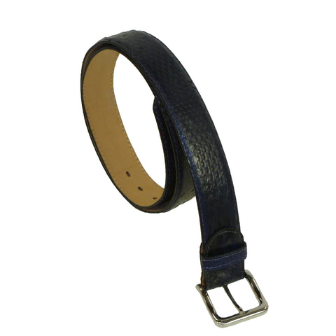 Exotic Navy Snakeskin Wide Belt from the exclusive Coly collection. Handmade in Los Angeles.