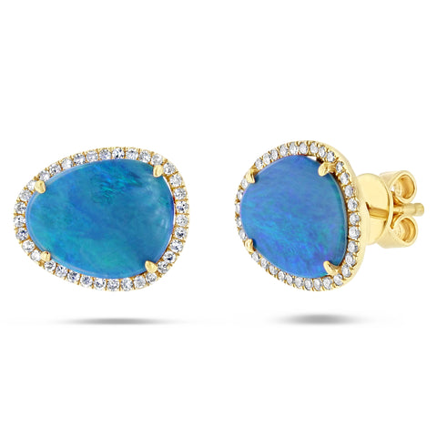 Opal Diamond Stud Earrings