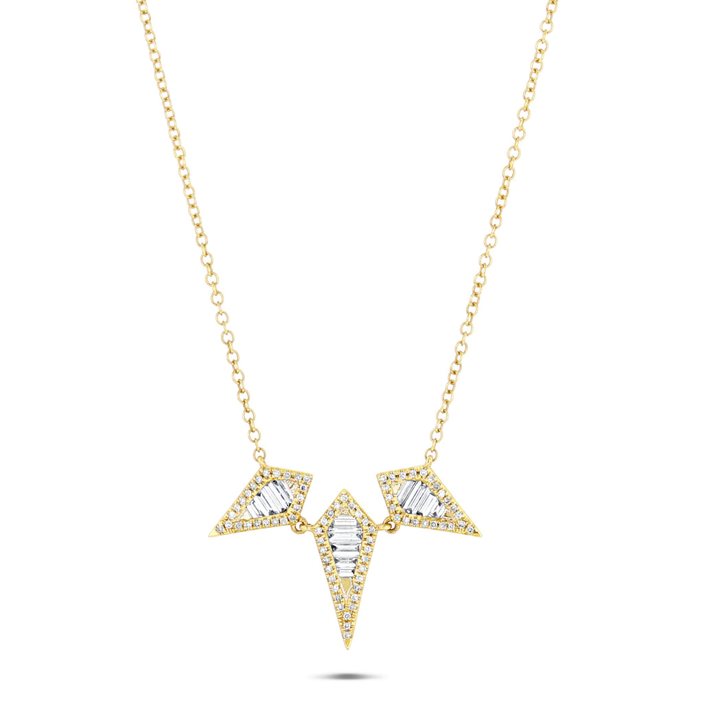 Triple Dagger Baguette Diamond Necklace