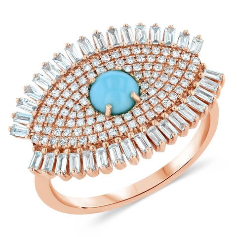 Diamond Turquoise Eye Ring