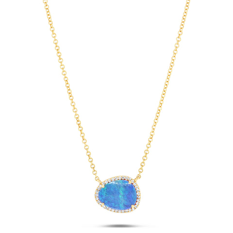 Single Opal Diamond Necklace
