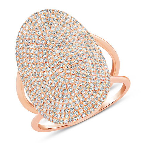 Oval shaped Shield Pave Diamond Ring