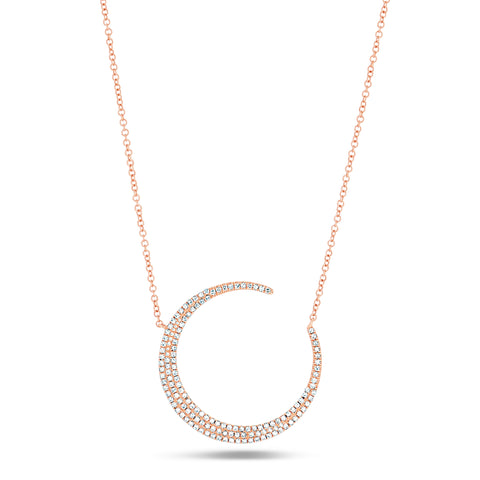 Moon Pave Diamond Necklace
