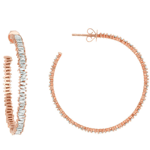 Baguette Diamond Hoop Earrings