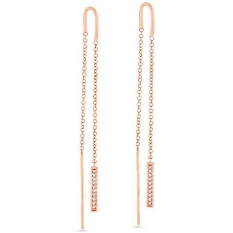 Threader Diamond Bar Earrings