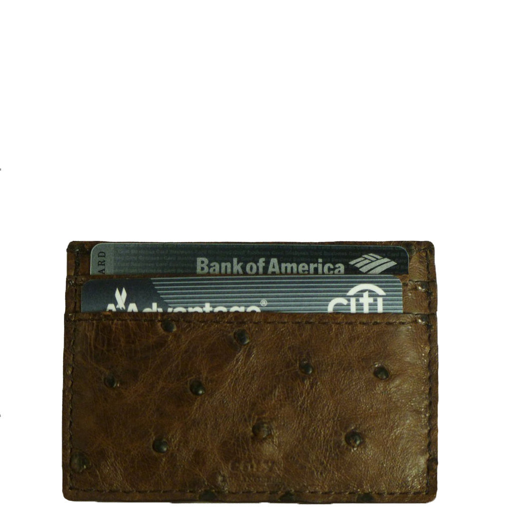 BROWN Genuine Ostrich Leather Skin Credit Card Holder/ Mini Wallet