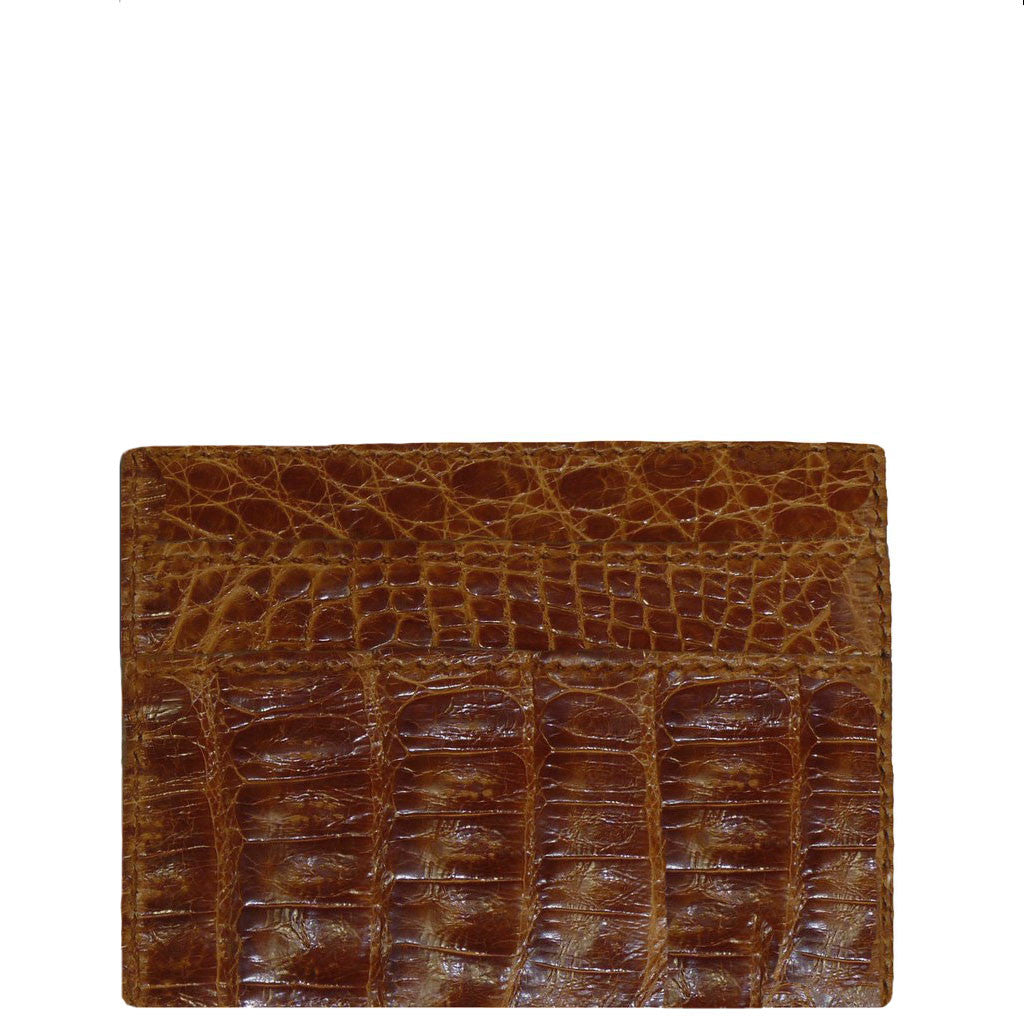 Single Card Holder Orinoco 'Croc' Print Calf Leather - Orange