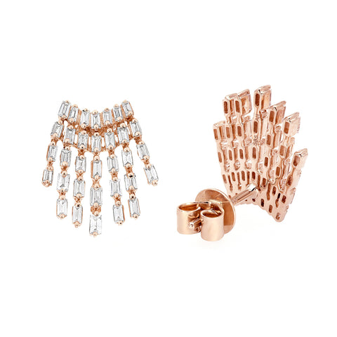 Baguette Crown Diamond Stud Earrings