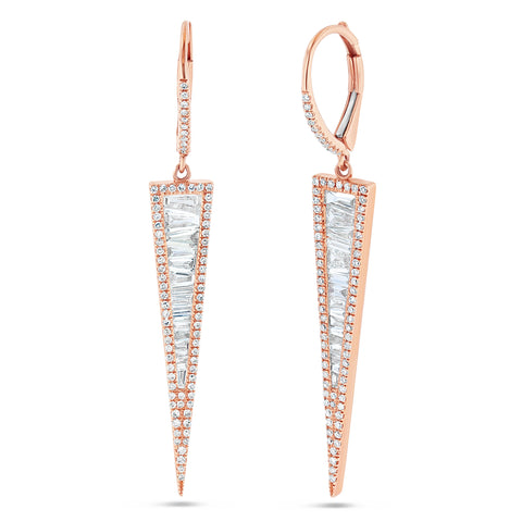 Baguette Dagger Diamond Drop Earrings