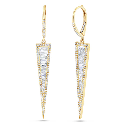 Baguette Dagger Diamond Drop Earrings