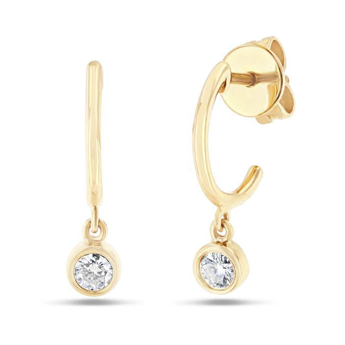 Gold Huggie with Diamond Drop Earring