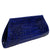 Exotic Cobalt Blue Crocodile Evening Clutch from the exclusive Coly collection features soft leather interior, magnetic closure, and an inside pocket. Dimensions are 10"W x 5"H x 1.5"D. Handmade in Los Angeles.