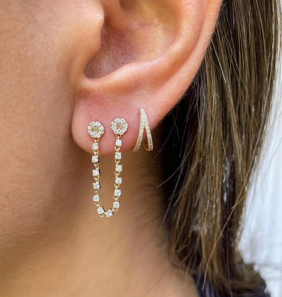 Double drop diamond earring