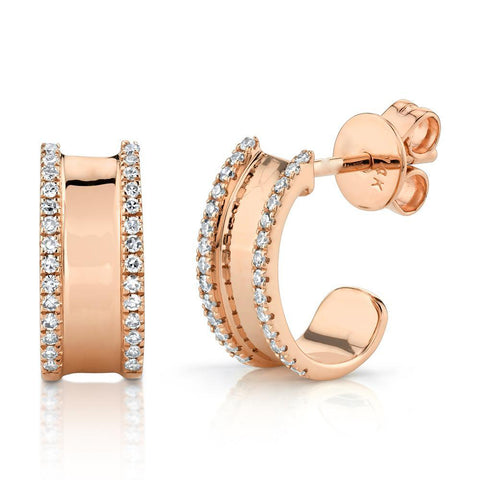 Diamond Lined Huggie Earrings
