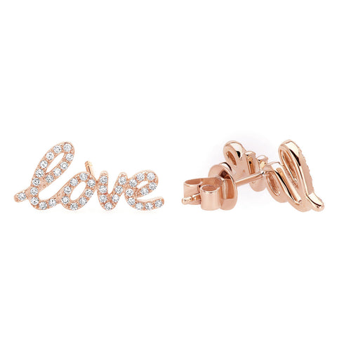 "Love" Diamond Stud Earrings