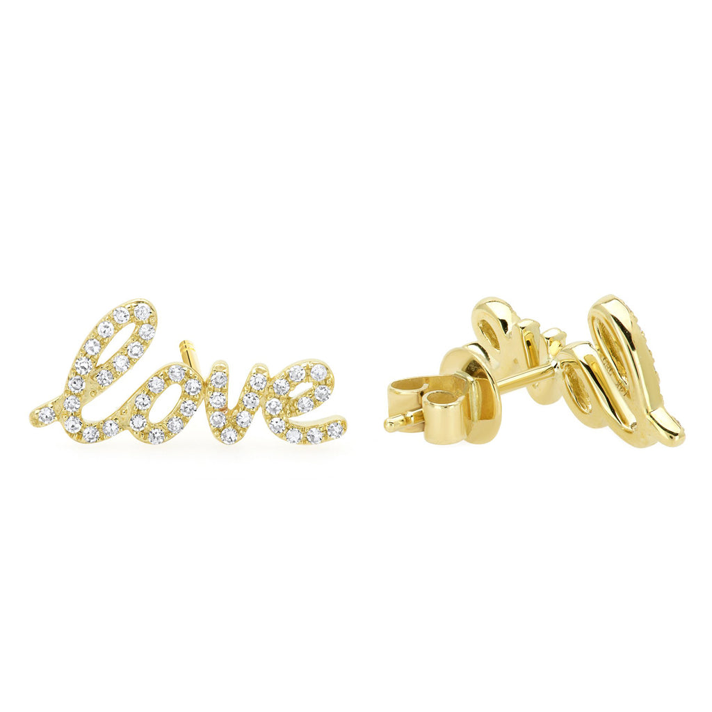 "Love" Diamond Stud Earrings