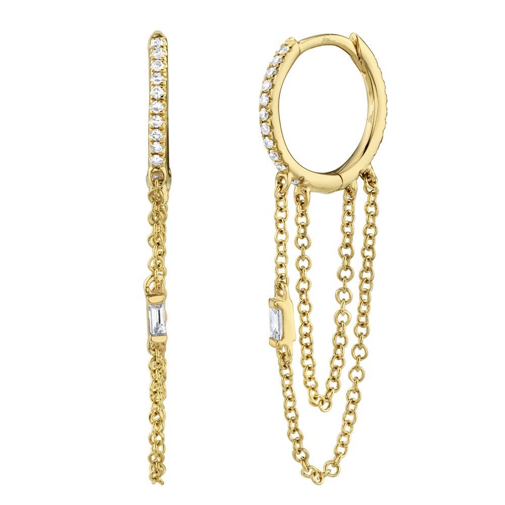  Chain Diamond and gold Earrings