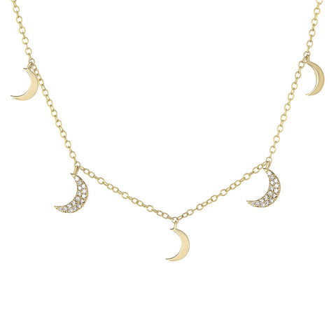 5 Moon Shaker diamond and gold necklace  Edit alt text