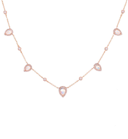 Moonstone Teardrop Diamond Necklace