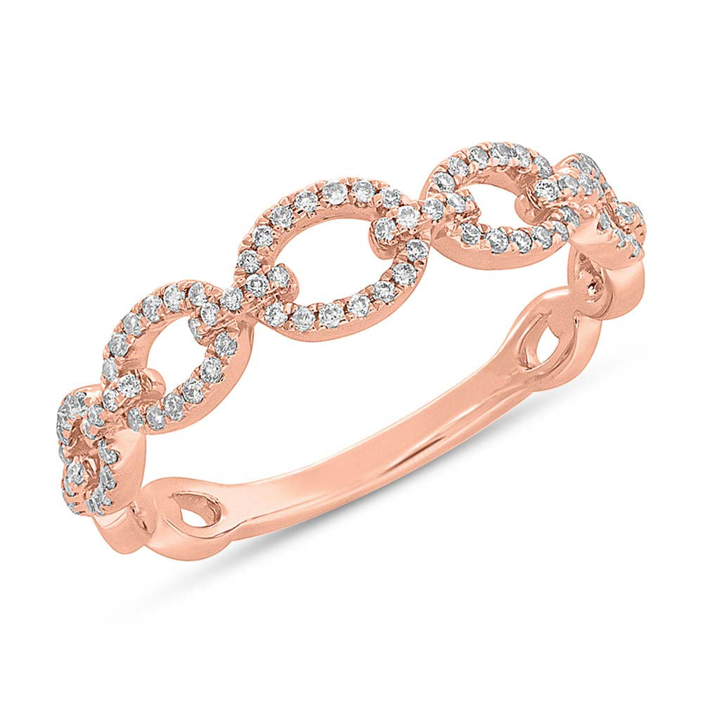 O Shaped Diamond Chain Link Ring