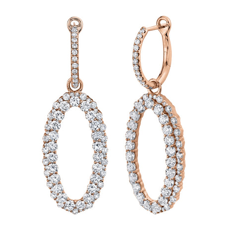 Oval Luxurious Diamond Drop Earrings