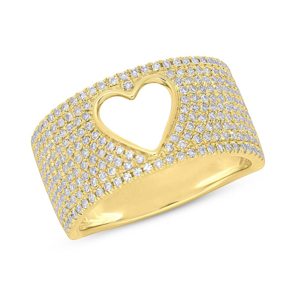 Open Heart Pave Diamond Ring