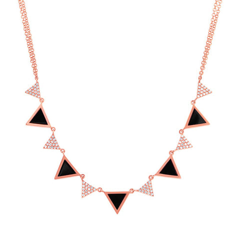 Diamond and Onyx Triangle Necklace