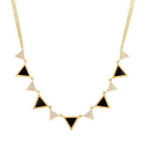 Diamond and Onyx Triangle Necklace