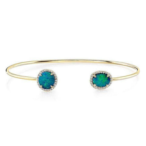 Opal and Diamond Cuff Bracelet