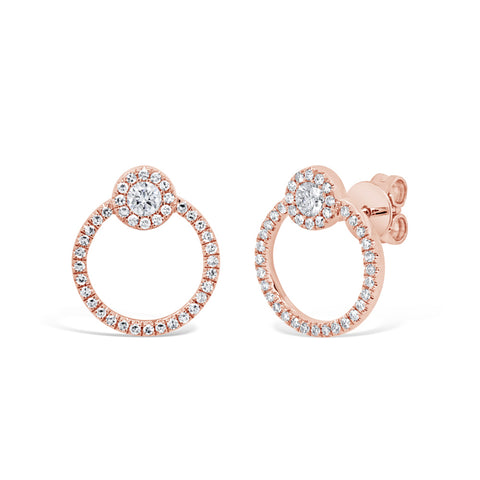 O Stud Earrings with big diamond at top