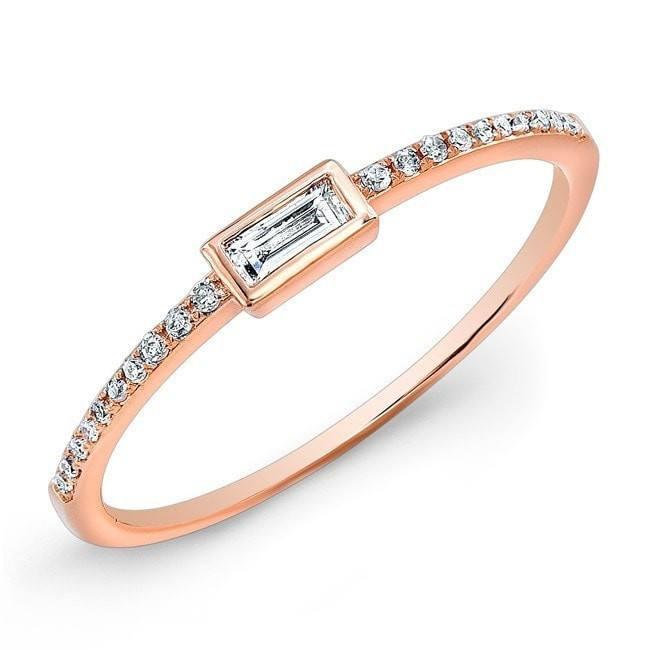 Pave and Baguette Diamond Stacker Ring