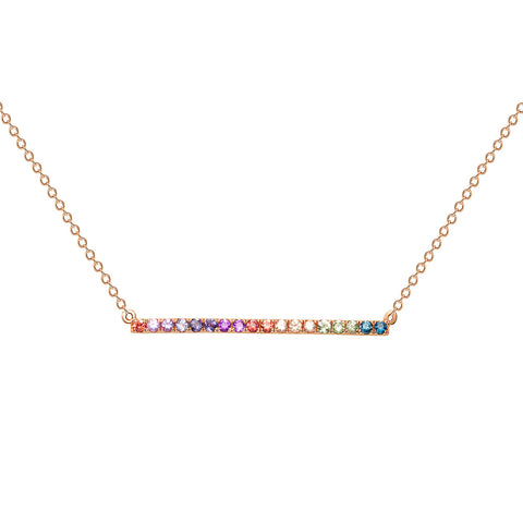 Rainbow Colored Sapphire Bar Necklace
