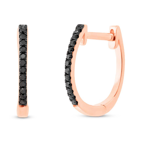 Black Diamond Huggie Earrings