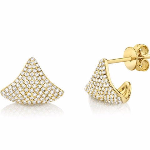 Diamond Shell Huggie Earrings