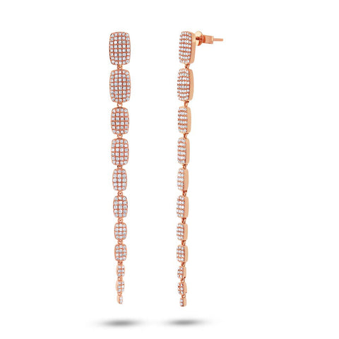 Multiple Rectangle Pave diamond drop earrings