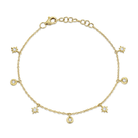 Star Charm diamond and chain Bracelet