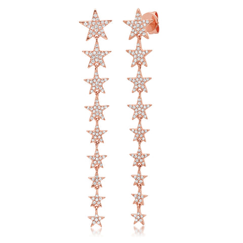 Pave Diamond Star Drop Earrings