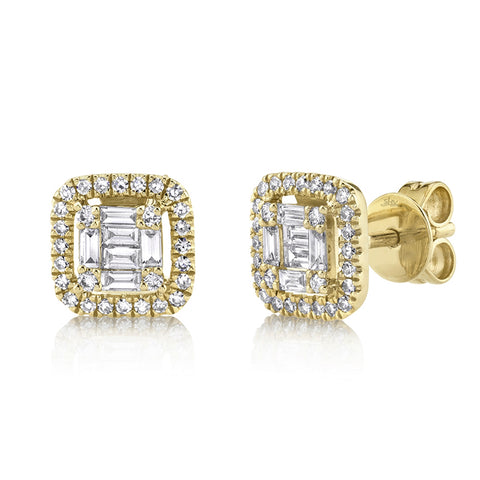 Baguette Cluster Diamond Earrings