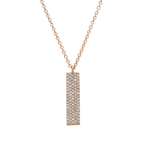 Pave Diamond Rectangle Tag Necklace