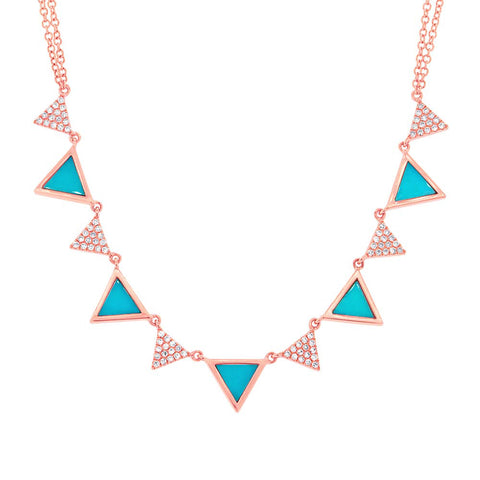 Diamond and Turquoise Triangle Necklace