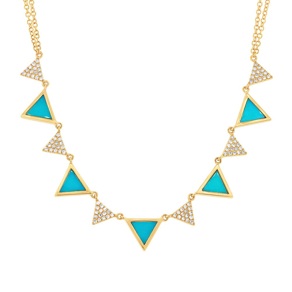 Diamond and Turquoise Triangle Necklace